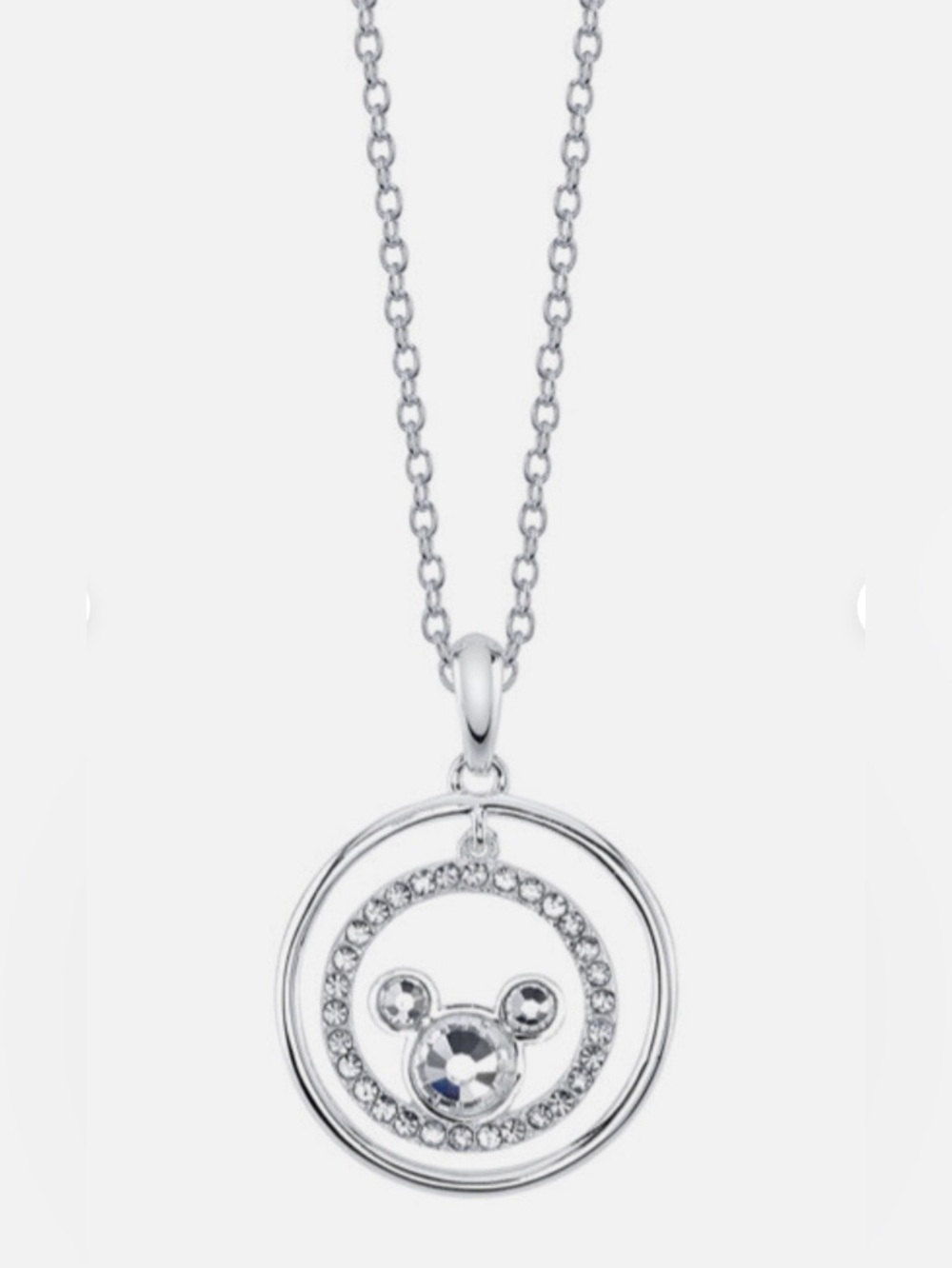Disney Silver-Plated Mickey Circle Pendant Necklace